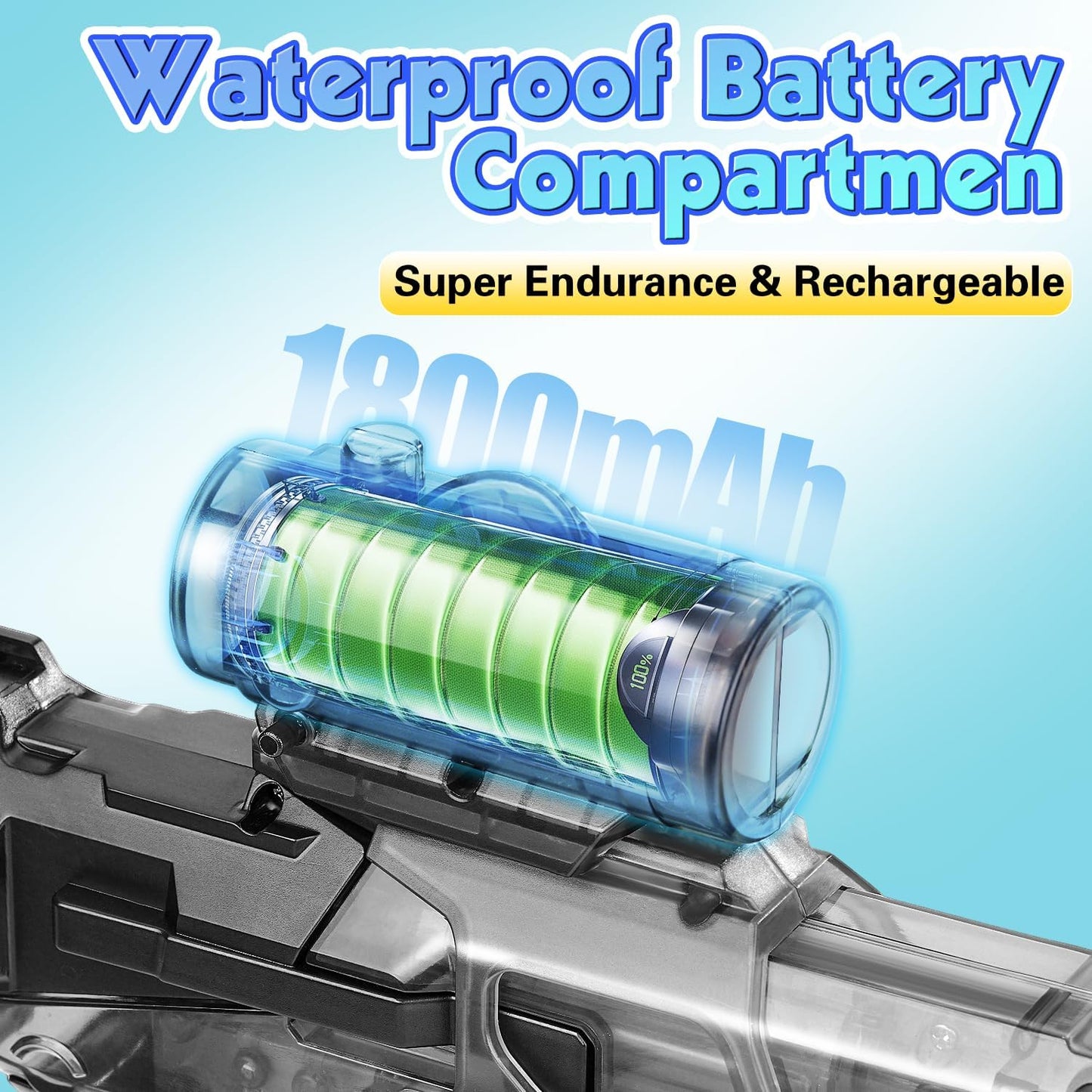 Electric Water Gun for Adults Kids,Automatic High Power Water Squirt Gun with Realistic Led Gun Muzzle Flame,Large Capacity Water Storage Tank 28-32 Ft Range,Summer Outdoor Pool Beach Party Toys